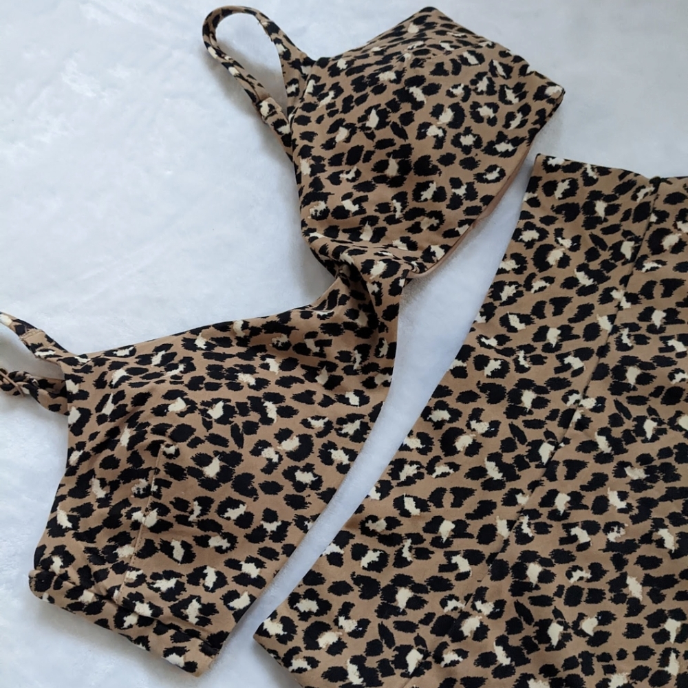 Aerie Cheetah Animal Print Bikini Lightly Padded XL Top HighWaist L Bottom NWT ⚡ - Picture 8 of 14
